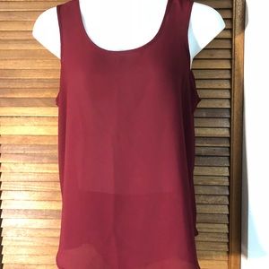 Sheer tank top XL maroon